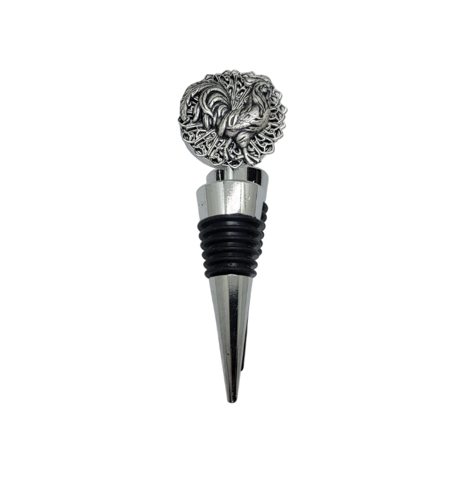Handmade Oxidized Silver Rooster Wine Bottle Stopper