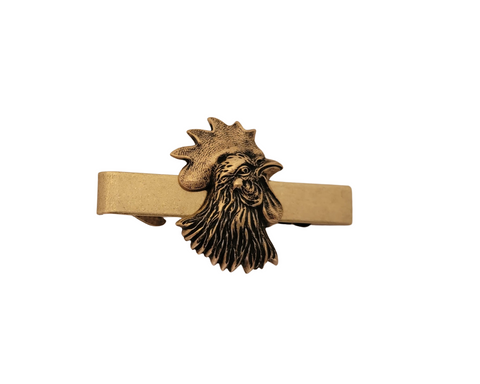 Handmade Oxidized Brass Rooster Tie Clip