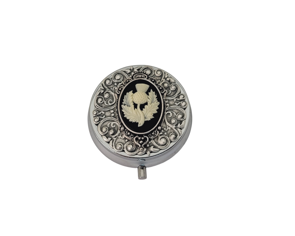 Handmade Silver Thistle Cameo Pill Box