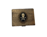 Handmade Antique Bronze Embossed Skull And Crossbone Cigarette Case