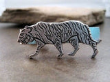 Handmade Oxidized Silver Plated Brass Tiger Tie Bar