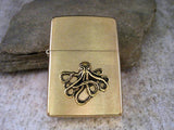 Handmade Brushed Gold Nautical Octopus Cigarette Lighter