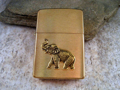 Handmade Brushed Gold Lucky Elephant Cigarette Lighter
