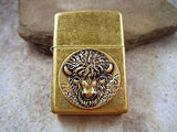 Handmade Antiqued Brass Bison Buffalo Cigarette Lighter