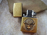 Handmade Antiqued Brass Bison Buffalo Cigarette Lighter