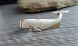 Handmade Oxidized Silver Whale Tie Bar