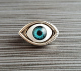 Handmade Antique Silver Eyeball Brooch Pin