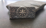 Handmade Oxidized Silver Embossed Brass Compass Money Clip