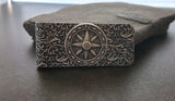 Handmade Oxidized Silver Embossed Brass Compass Money Clip