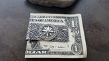 Handmade Oxidized Silver Embossed Brass Compass Money Clip