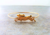 Handmade Gold Bunny Rabbit Bangle Bracelet