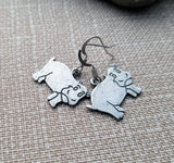 Handmade HIppo Hippopotamus Earrings
