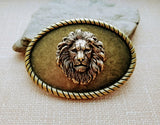 Handmade Oxidized Brass Steampunk Lion Belt Buckle