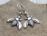 Handmade Oxidized Silver Honey Bee Earrings