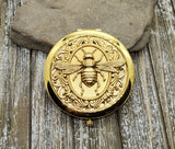 Handmade Victorian Golden Bee Steampunk Compact Mirror