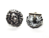 Handmade Oxidized Silver Plated Brass Lion Cuff Links