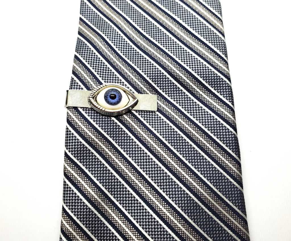 Handmade Silver Steampunk Eyeball Tie Bar Clip