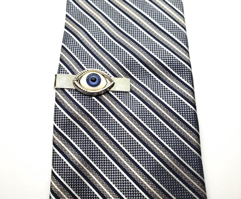 Handmade Silver Steampunk Eyeball Tie Bar Clip