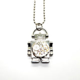 Handmade Silver Steampunk Robot Necklace