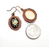 Handmade Rose Gold Rose Cameo Earrings