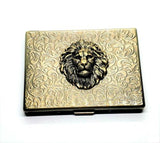 Handmade Antique Bronze Embossed Lion Cigarette Case
