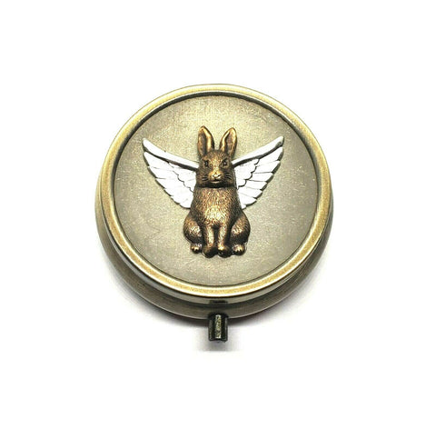 Handmade Bronze Angel Bunny Pill Box