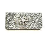 Handmade Oxidized Silver Embossed Brass Compass Money Clip