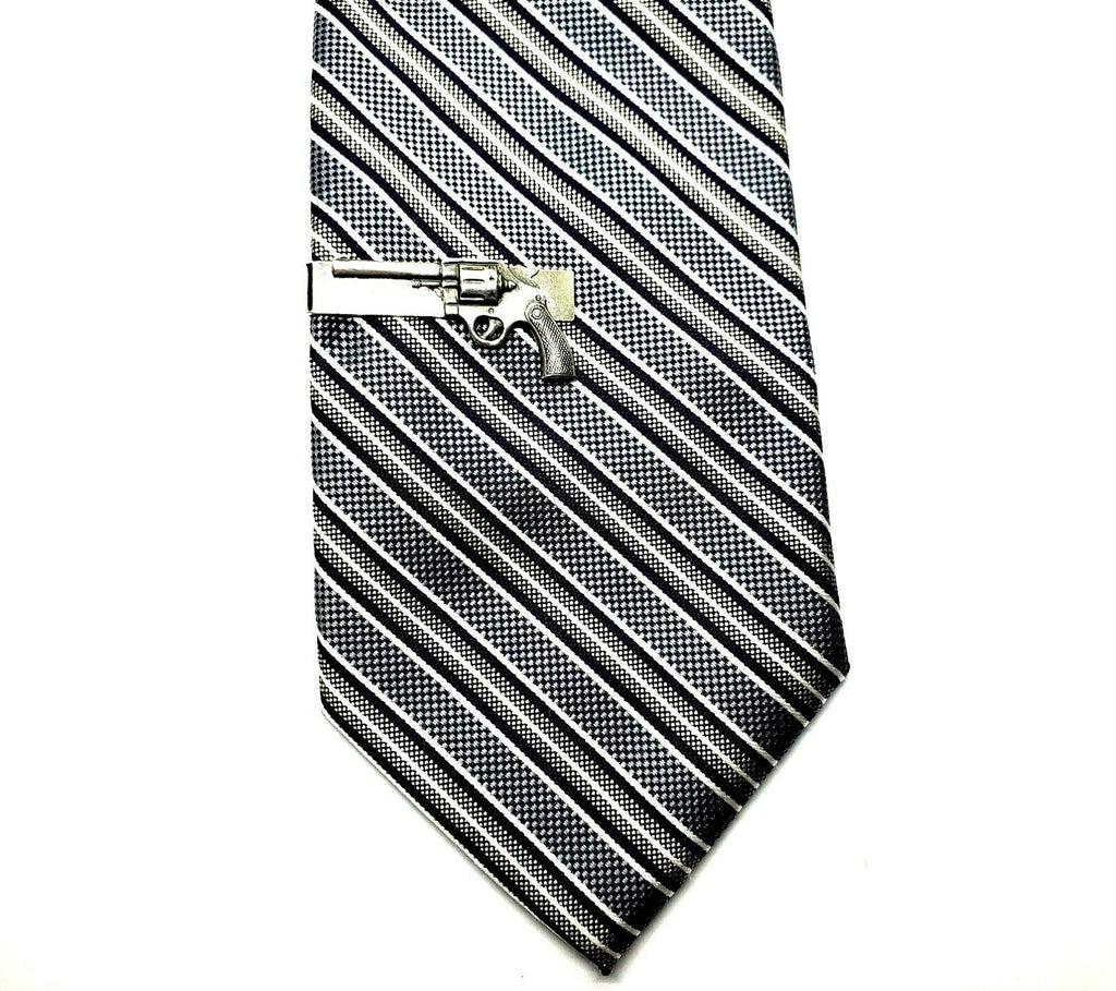Handmade Silver Gun Pistol Tie Bar Clip