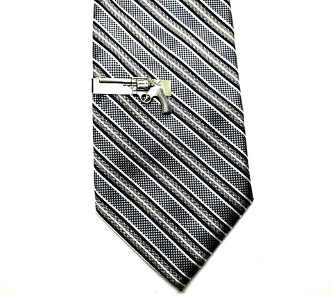 Handmade Silver Gun Pistol Tie Bar Clip