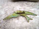 Handmade Verdigris Patina Bird In Flight Brooch