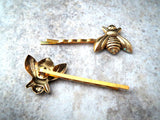 Handmade Gold Bee Bobby Pins