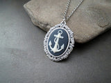 Handmade Nautical Anchor Cameo Necklace