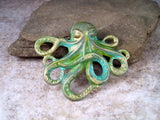Handmade Verdigris Steampunk Octopus Brooch Steampunk Pin