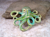 Handmade Verdigris Steampunk Octopus Brooch Steampunk Pin