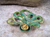 Handmade Verdigris Steampunk Octopus Brooch Steampunk Pin