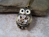 Handmade Antique Bronze Steampunk Owl Necklace