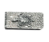 Handmade Oxidized Silver Embossed Brass Turtle Money Clip