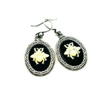 Handmade Silver Bee Cameo Earrings