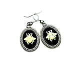 Handmade Silver Bee Cameo Earrings