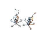 Handmade Oxidized Silver Skull And Crossbones Earrings