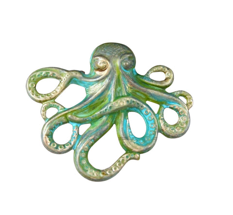 Handmade Verdigris Steampunk Octopus Brooch Steampunk Pin
