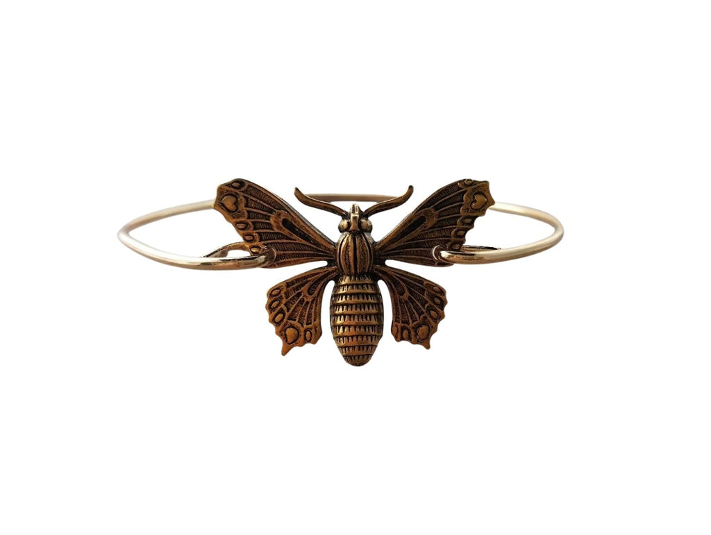 Handmade Gold Butterfly Bangle Bracelet