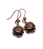 Handmade Dainty Oxidized Rose Gold Rose Earrings