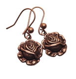 Handmade Dainty Oxidized Rose Gold Rose Earrings