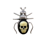 Handmade Day Of The Dead Skull Cameo Beetle Brooch Tie Tack Pin