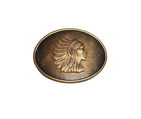 Handmade Oxidized Brass Indian Chief Belt Buckle
