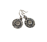 Handmade Antique Silver Sunflower Earrings