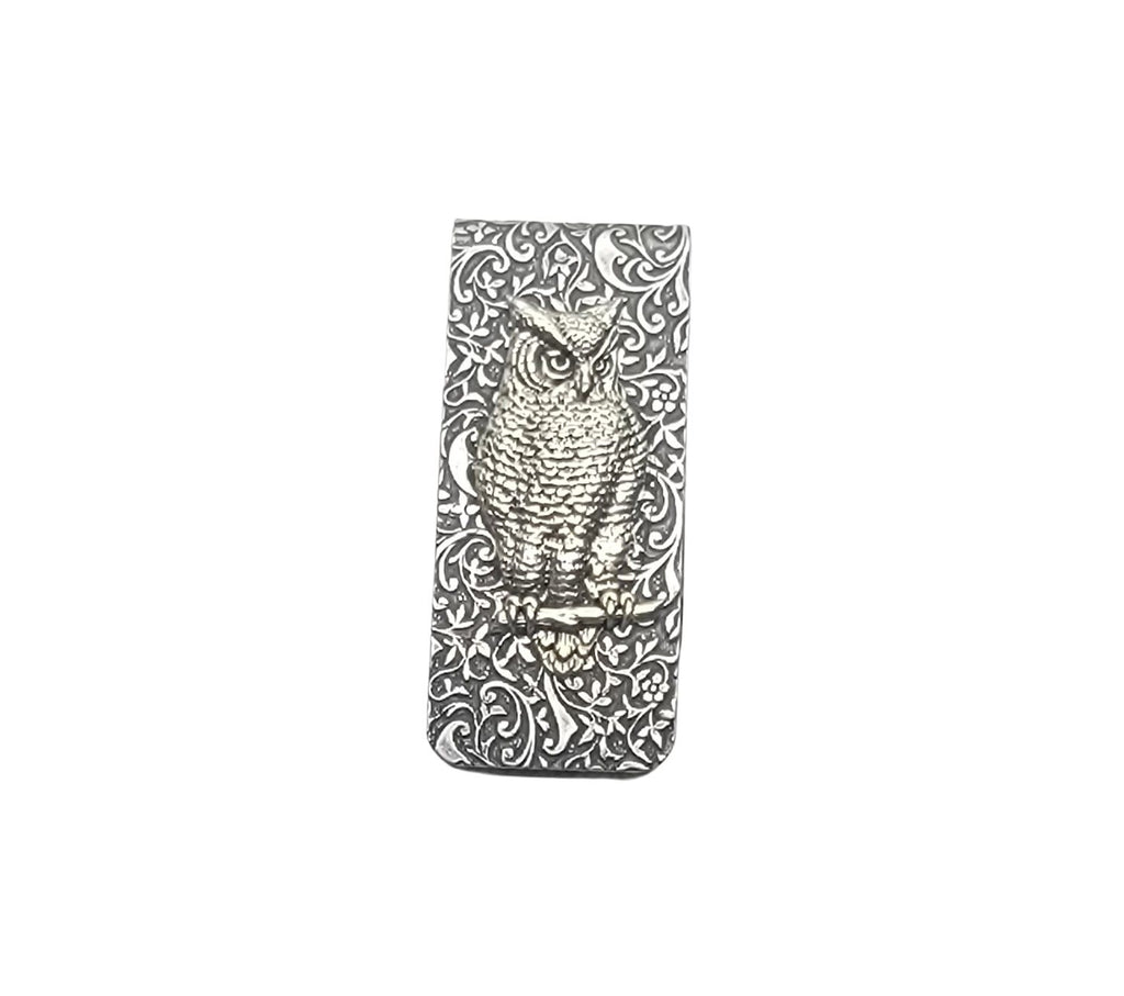 Handmade Oxidized Silver Embossed Owl Money Clip