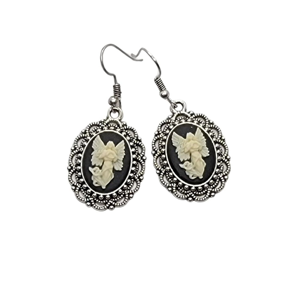 Handmade Silver Angel Cameo Earrings