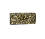 Handmade Oxidized Brass Embossed Octopus Money Clip